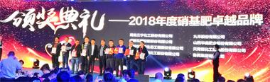 九禾股份有限公司荣获“2018年度硝基肥卓越品牌”荣誉称号